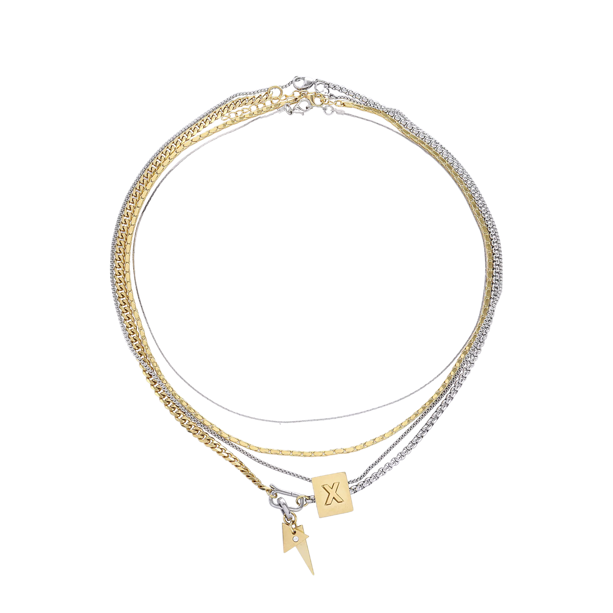 Louis Vuitton Mixed Metal LV Logo Chain Link Charm Bracelet in Box