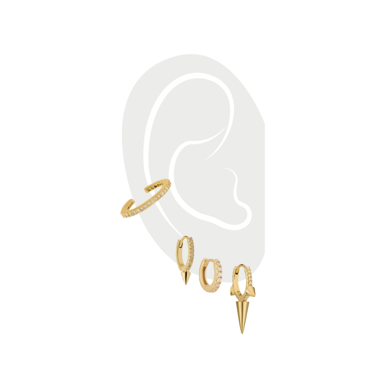 EAR PARTY GOLD SET - 3 & 2 HOLES