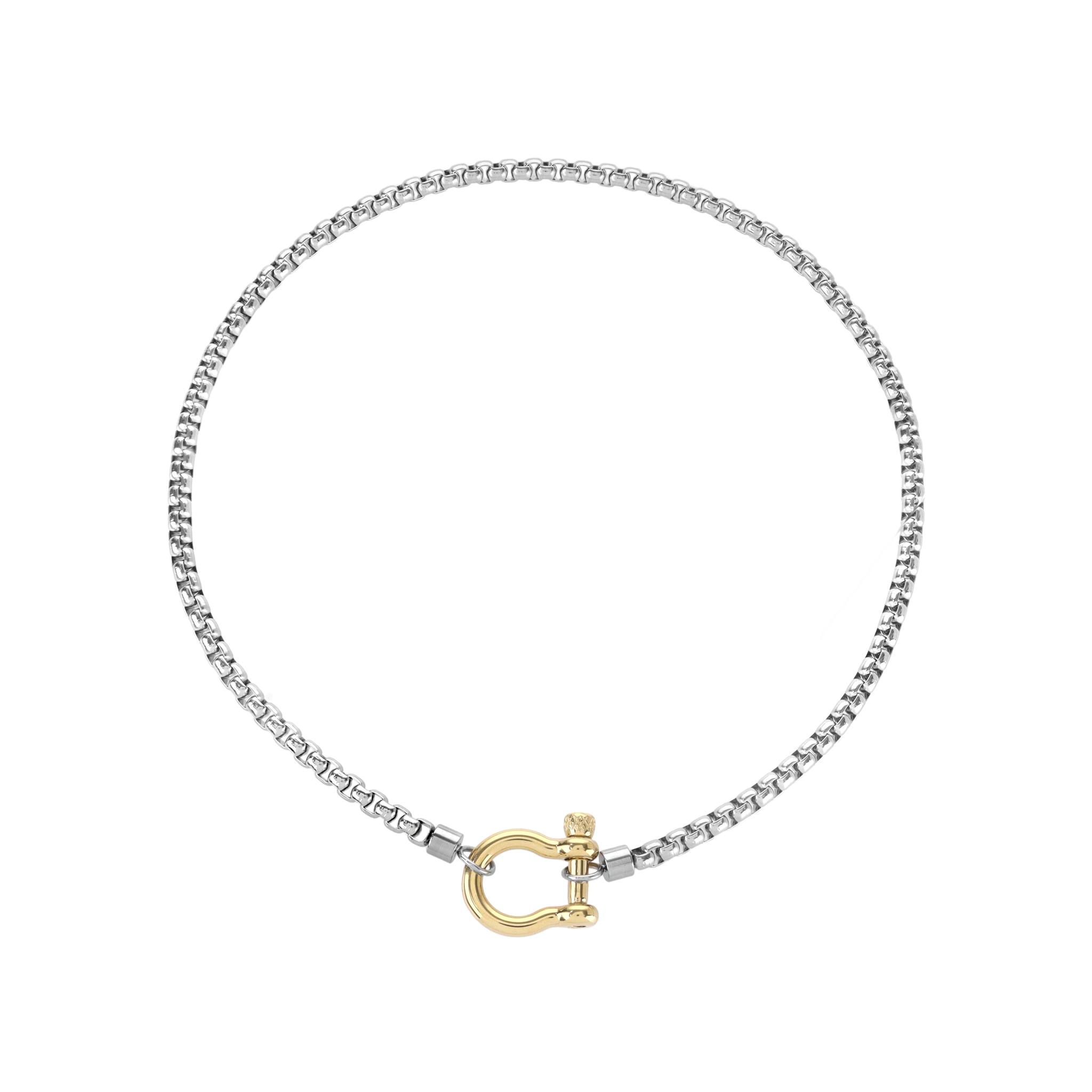 Mixed Metal Box Chain Horseshoe Necklace– Artizan Joyeria Mixed Metal Box Chain Horseshoe Necklace– Artizan Joyeria