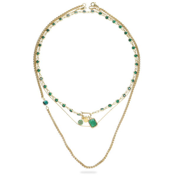 CAN OPENER GOLD EMERALD NECKLACE SET