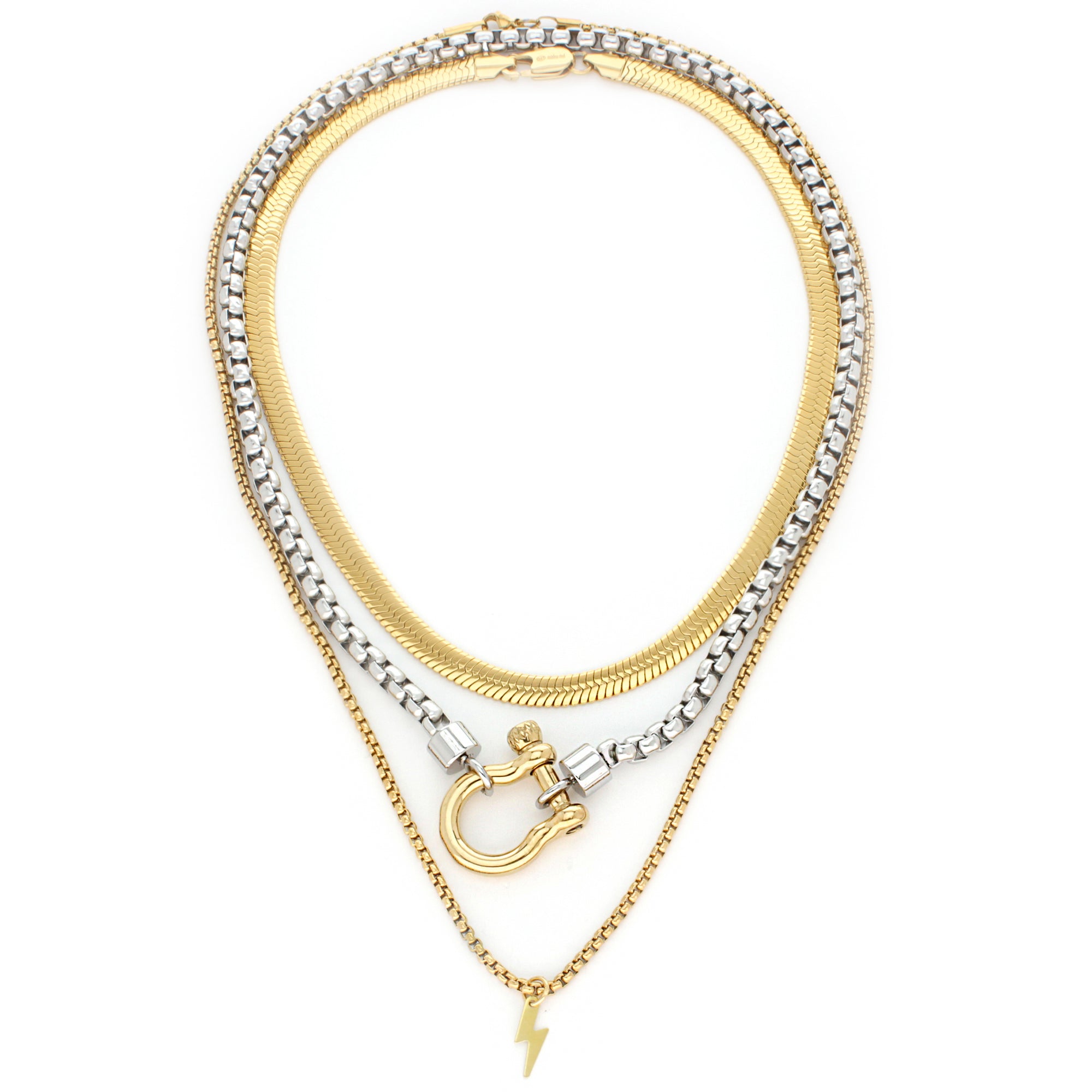 18k Gold Plated Snake Chain, Two Strands Necklace, Layering Snake