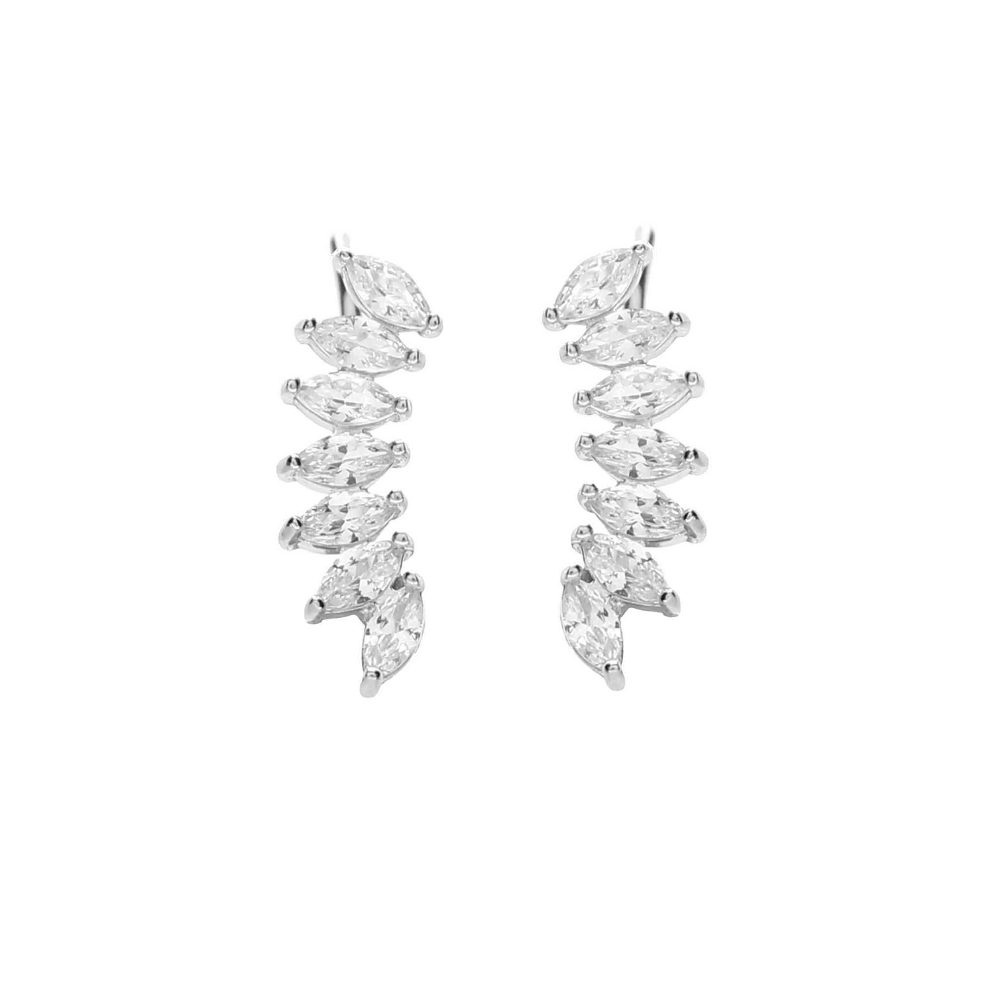 Silver Cubic Zirconia Wing Cuff Earrings