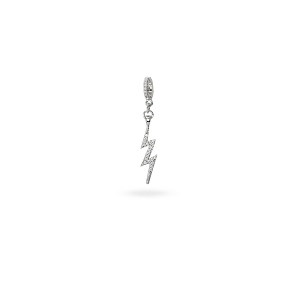 The LIGHTNING BOLT CLIP ON CHARM which is made of Pave Clip on Stainless steel 18k gold plated lighting bolt charm.