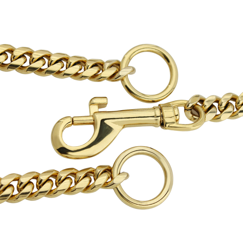 The STYLEASH DOG COLLAR & LEASH which is made of a 36" long Stainless steel gold plated chain.