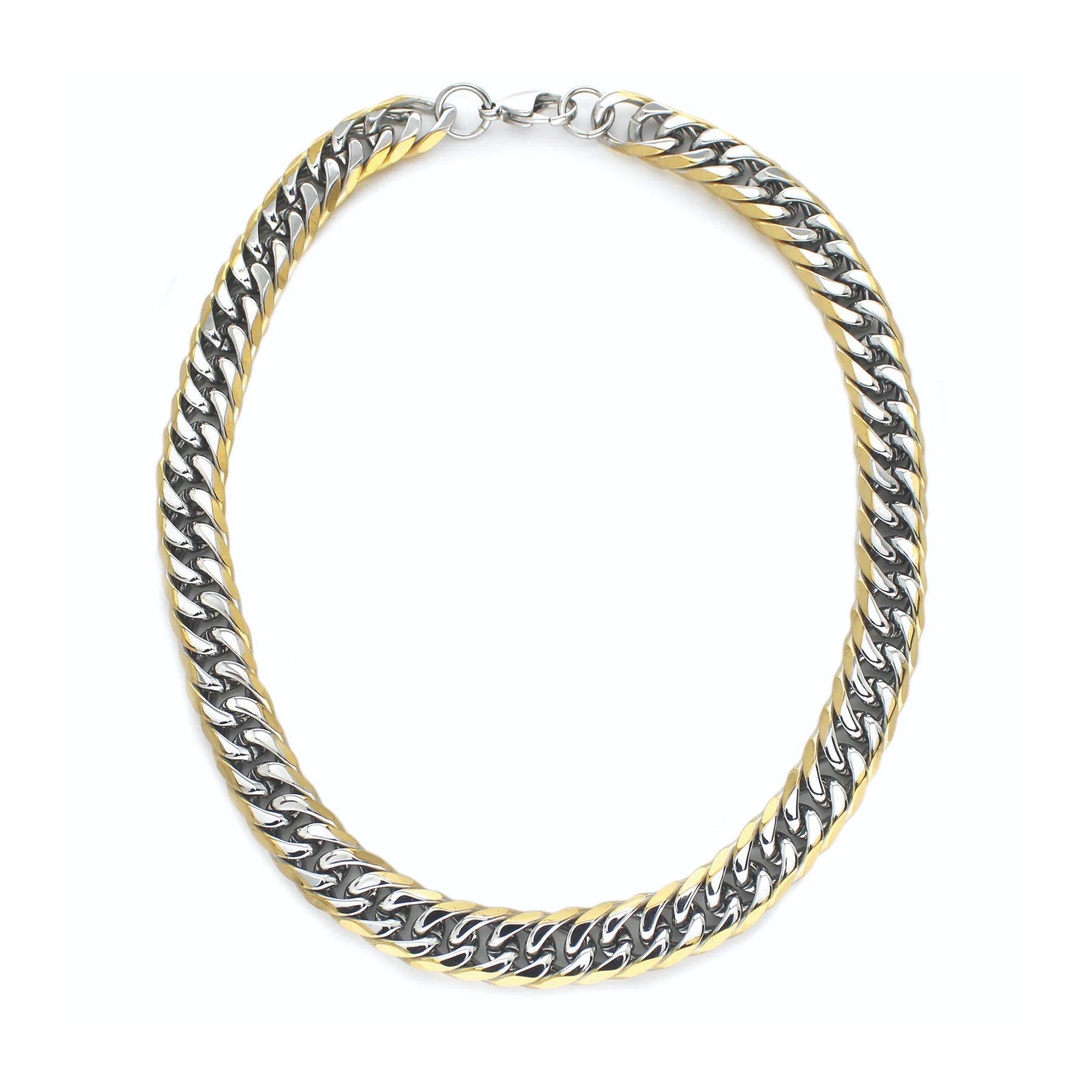 Two Tone Snake Chain Half Gold Half Silver Chain Gold and Silver Necklace  Mixed Metal Chain Water Safe 
