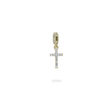The Cross Clip On Charm, a gold charm featuring a cross design accented with pave diamonds. ||| GOLD