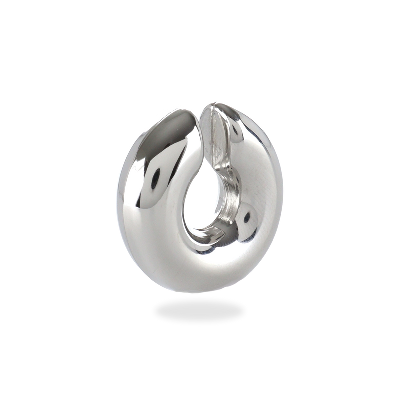 The Chunky Bagel Ear Cuff, a silver ear cuff with a thick, rounded design.