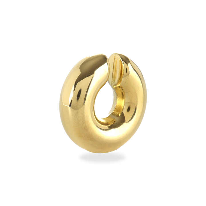 The Chunky Bagel Ear Cuff, a gold ear cuff with a thick, rounded design. ||| GOLD