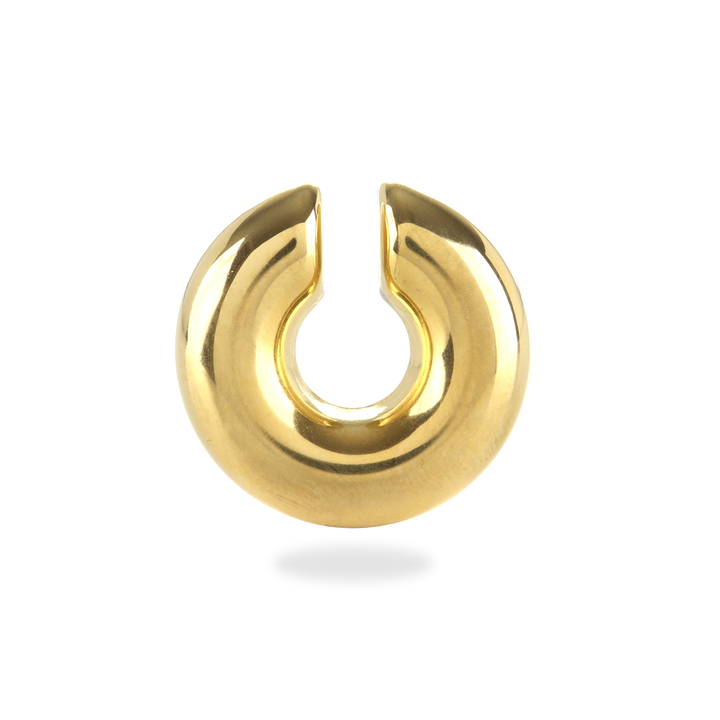 The Chunky Bagel Ear Cuff, a gold ear cuff with a thick, rounded design. ||| GOLD
