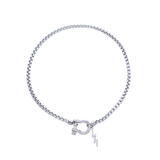 The Herradura Thunder Necklace - Silver, a silver necklace with a lightning bolt charm and a unique horseshoe clasp.