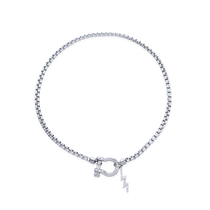 The Herradura Thunder Necklace - Silver, a silver necklace with a lightning bolt charm and a unique horseshoe clasp.