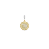 The Zodiac Clip On Charm, a gold charm with the Virgo zodiac symbol and cubic zirconia accents. ||| VIRGO/MIX