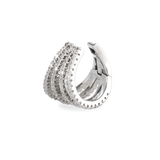 The Full Eternity Ear Cuff, a bold silver-tone cuff adorned with sparkling stones, offering a statement look without piercings.|||Silver