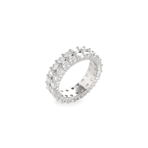 The BOLD ETERNITY DIAMOND RING, a stunning silver ring featuring a full band of sparkling diamonds, symbolizing everlasting love and commitment.