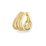 The Full Eternity Ear Cuff, a bold gold-tone cuff adorned with sparkling stones, offering a statement look without piercings.|||Gold