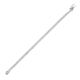 The Spiga Tennis Bracelet, a silver bracelet with a wheat link chain design and diamond-like stones.