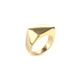 The Deformed Rectangle Ring which is a single-piece gold ring, features a bold, sculptural design with a modern, abstract rectangular shape. Its smooth, high-polish finish gives it a sleek and contemporary aesthetic, making it a standout statement accessory for any outfit. Perfect for those who love unique and minimalist jewelry.