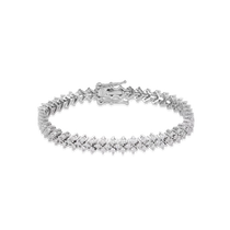 The Thick Tennis Bracelet, a statement silver bracelet with multiple rows of sparkling cubic zirconia stones.