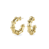 The Ringed-Up Bagel Hoops, a stunning pair of gold hoop earrings featuring a distinctive segmented design inspired by the shape of a bagel. 