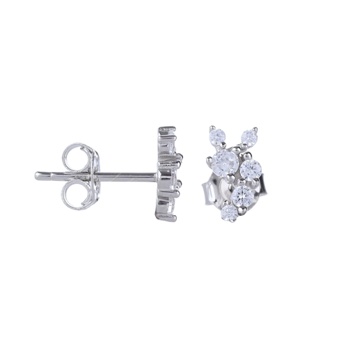 The All Stud Earring which is a Silver Stud Earring with Floral-Inspired Cubic Zirconia Design