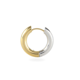 The Slim Mix Huggies, a chic pair of two-tone hoop earrings features a combination of gold and silver tones.