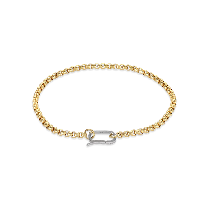 The Unique Can Opener Box Chain Bracelet featuring a distinctive gold link design and a secure clasp ||| GOLD
