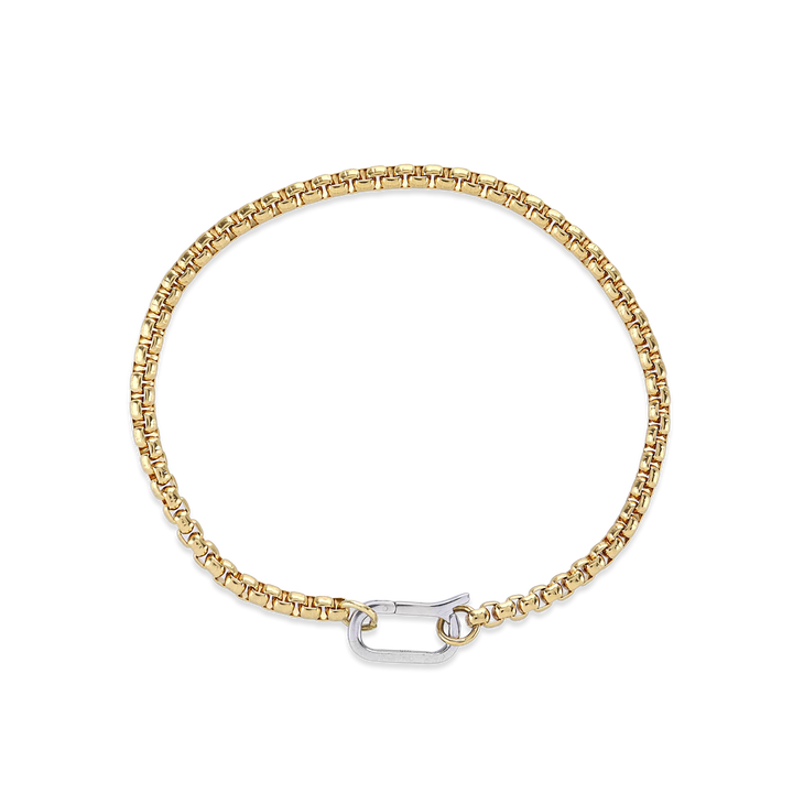 Unique Can Opener Box Chain Bracelet featuring a distinctive gold link design and a secure clasp ||| GOLD