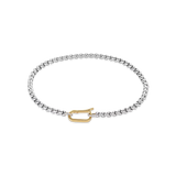 The Can Opener Box Chain Bracelet featuring a distinctive silver link design and a secure gold can opener clasp ||| SILVER