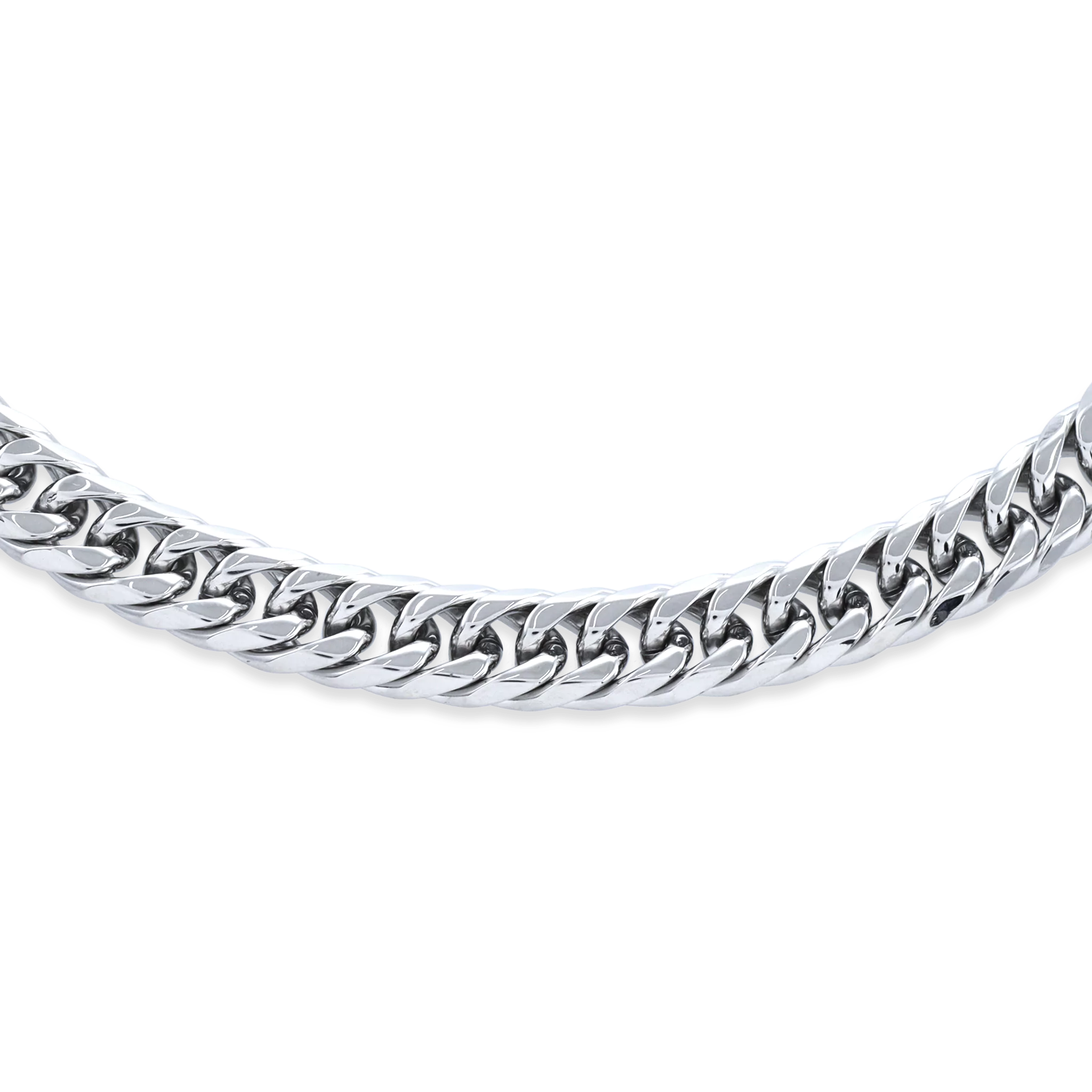 The Tropicana Chain, a silver cuban link chain necklace with a classic design.