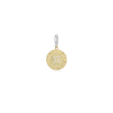 The Zodiac Clip On Charm, a gold charm with the Gemini zodiac symbol and cubic zirconia accents.||| GEMINI/MIX