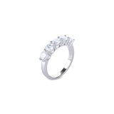 The Diamond Band Ring, a silver ring featuring five dazzling brilliant-cut diamonds.