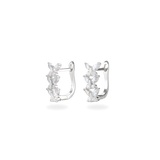 The Thin Shape Hoops, silver-tone earrings with delicate marquise-cut cubic zirconia detailing, offering an elegant and refined style.