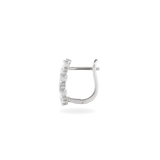 The Thin Shape Hoops, silver-tone earrings with delicate marquise-cut cubic zirconia detailing, offering an elegant and refined style.