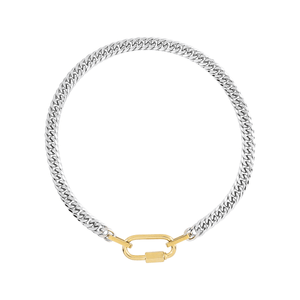 Anne Mix Necklace - A bold and stylish Cuban chain necklace featuring a gold-tone clasp. ||| GOLD