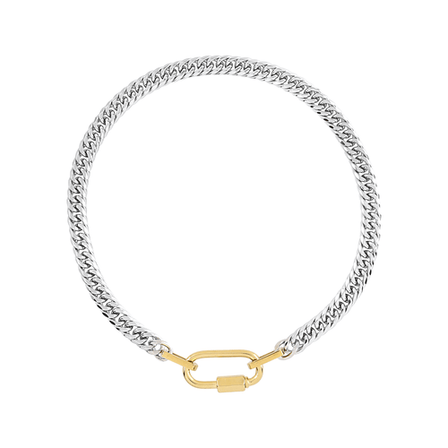 Anne Mix Necklace - A bold and stylish Cuban chain necklace featuring a gold-tone clasp.