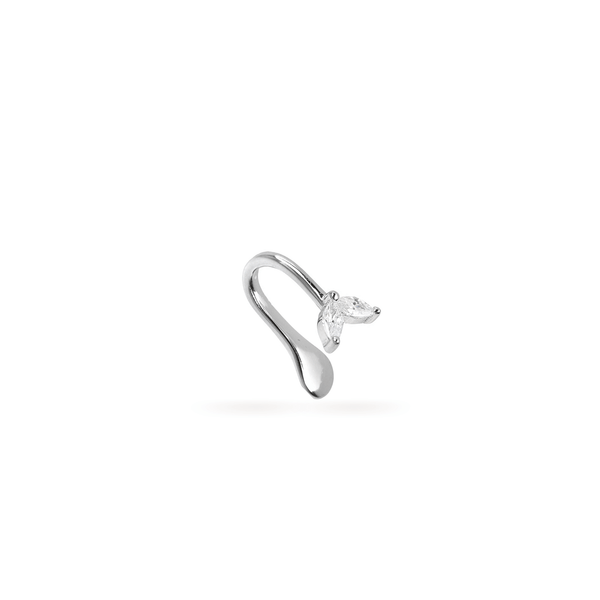 The WHISPERING LEAVES EAR CUFF made of Sterling silver  with two leaf shaped zirconia.