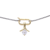 The SOLITAIRE LILY NECKLACE which is a thin mini can opener necklace with a mini diamond flower pendant.