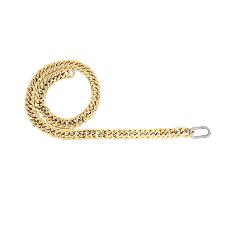 The Just Click Gold Chain, a single gold chain with a silver lobster clasp closure.