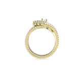 The Abuela ring which is a Gold textured statement ring with diamond accents in a unique wave design.