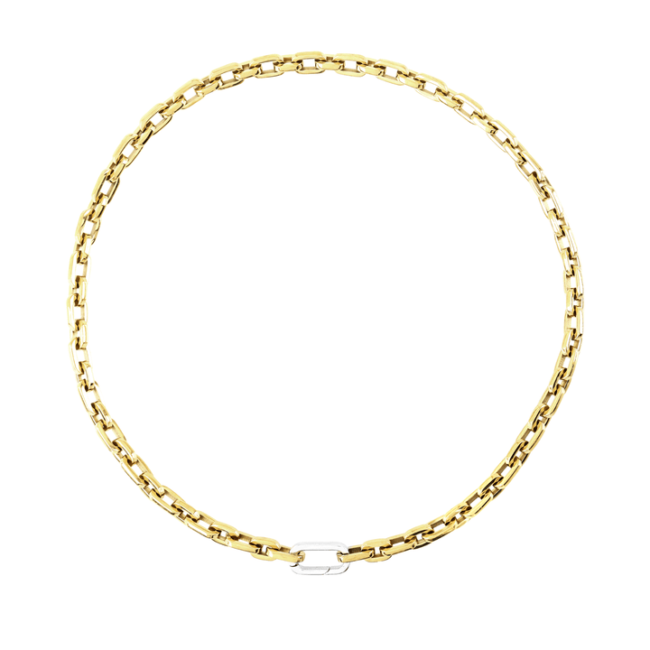 The Just Click Puerto Gold Chain, a single gold chain with a lobster clasp closure. ||| GOLD