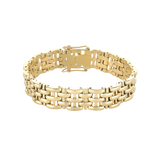 LINKED-UP BRACELET featuring a chunky gold link design with a secure clasp, showcasing a bold and polished finish