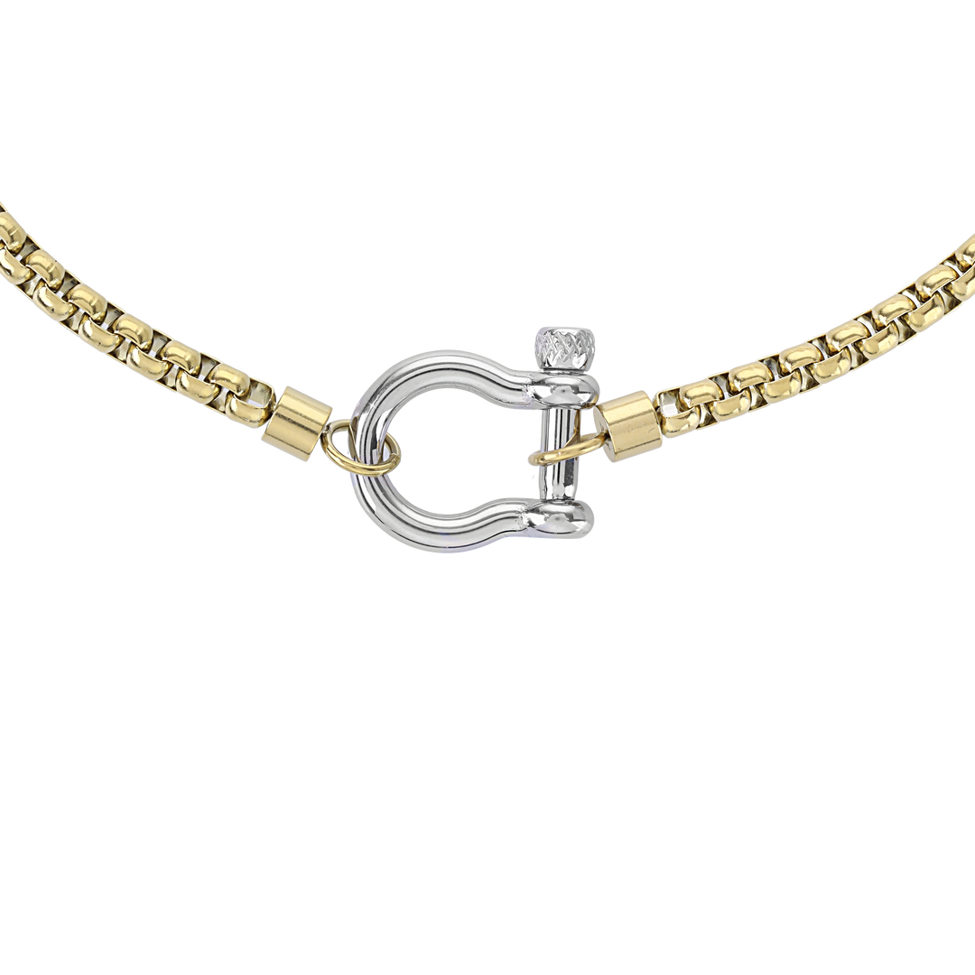 Mixed Metal Box Chain Horseshoe Necklace– Artizan Joyeria