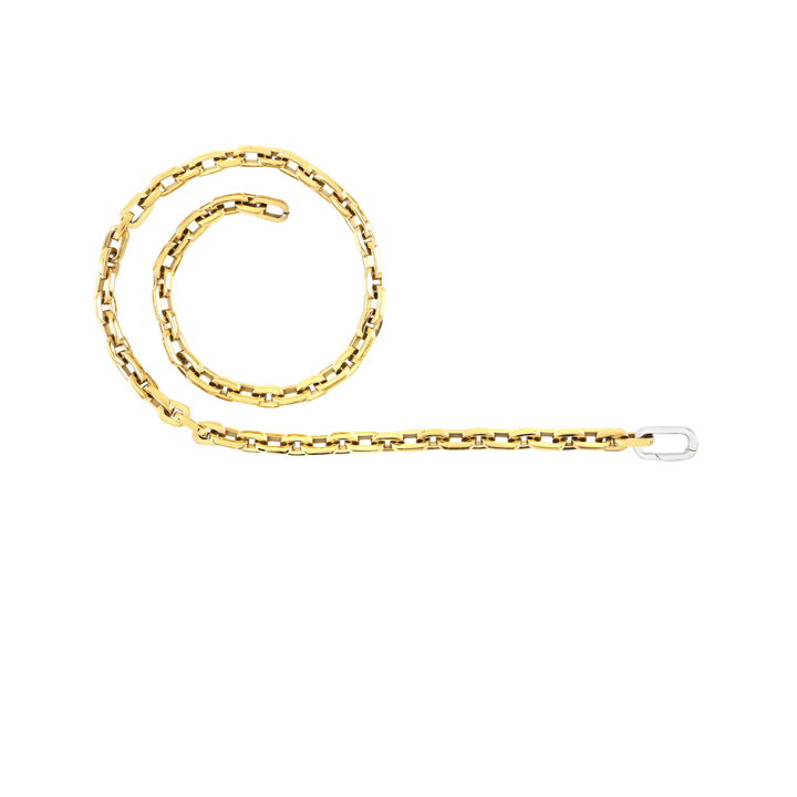 The Just Click Puerto Gold Chain, a single gold chain with a silver lobster clasp closure. ||| GOLD