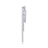 The Dancing Ear Cuff, a silver ear cuff featuring delicate cascading chains and shimmering diamond accents.
