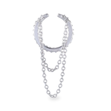 The Dancing Ear Cuff, a silver ear cuff featuring delicate cascading chains and shimmering diamond accents.