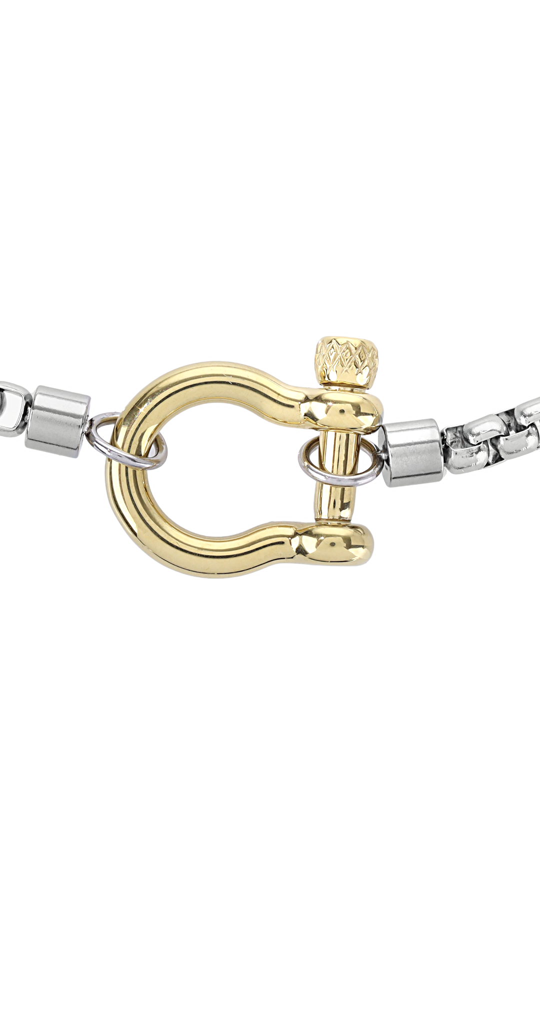 Mixed Metal Box Chain Horseshoe Necklace– Artizan Joyeria