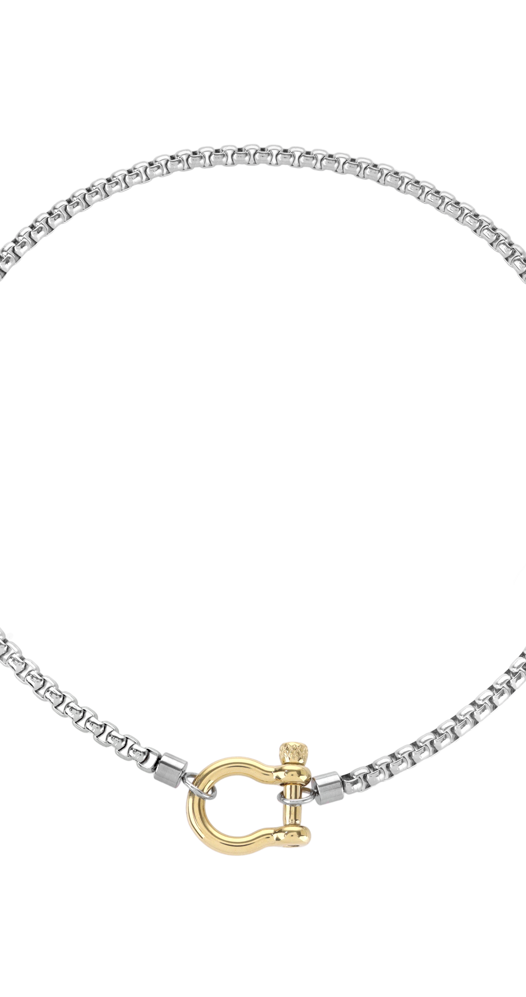 Mixed Metal Box Chain Horseshoe Necklace– Artizan Joyeria