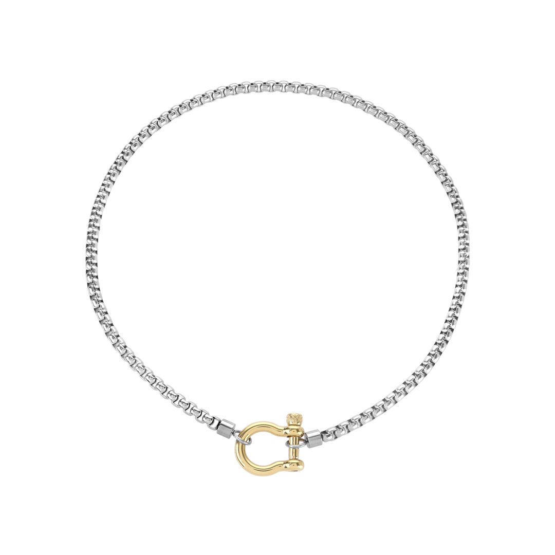 アクセサリー uhouho Mixed Metal Box Chain Horseshoe Necklace– Artizan Joyeria
