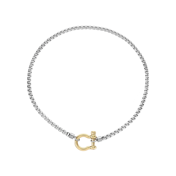 Mixed Metal Box Chain Horseshoe Necklace– Artizan Joyeria Mixed Metal Box Chain Horseshoe Necklace– Artizan Joyeria