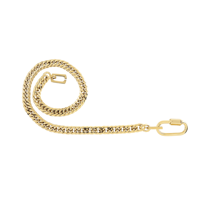 Anne Necklace - A classic gold-tone Cuban chain necklace with a sleek carabiner clasp. ||| Gold